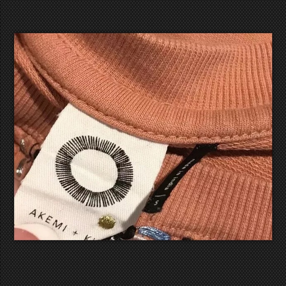 AKEMI + KIN Anthropologie Sweatshirt Top Embroidered Beaded Boho - Picture 6 of 9